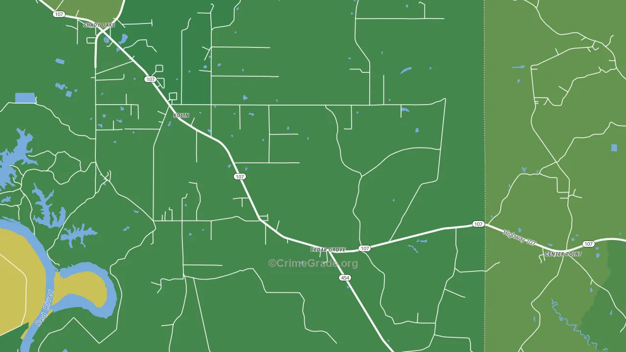 Kolin, LA Map of Vehicle Theft Rates