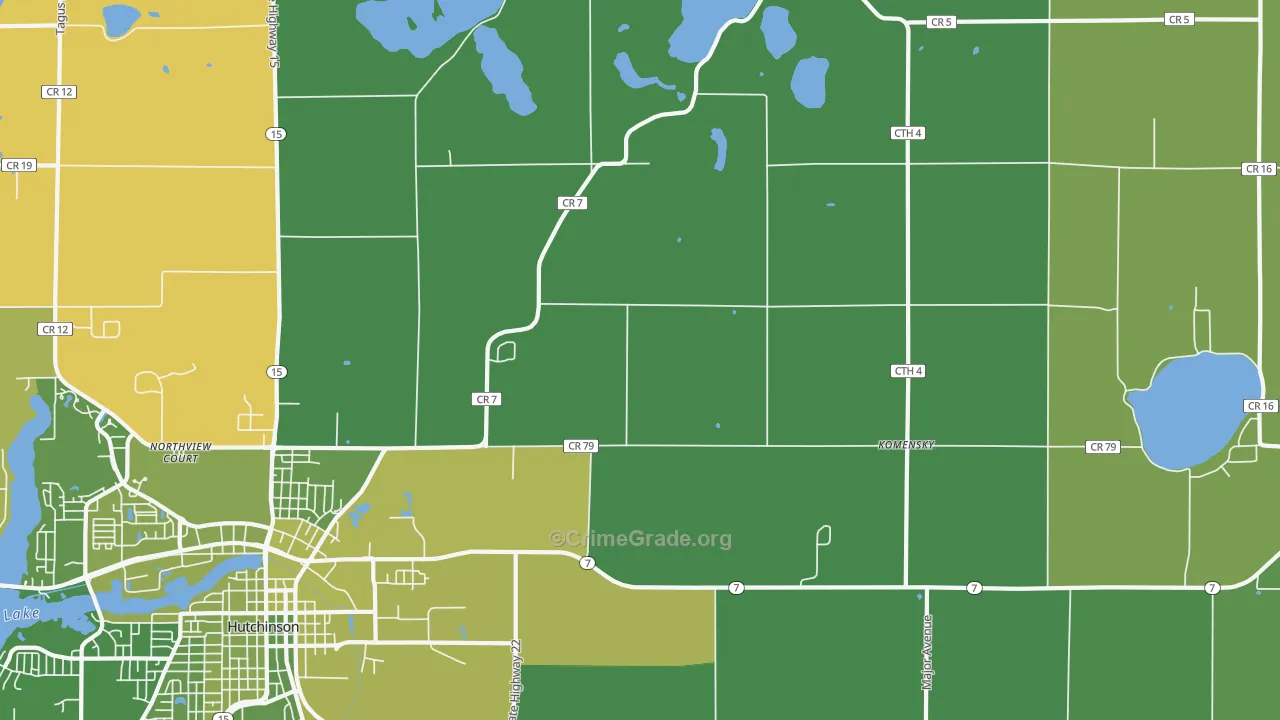 Komensky, MN Map of Vehicle Theft Rates