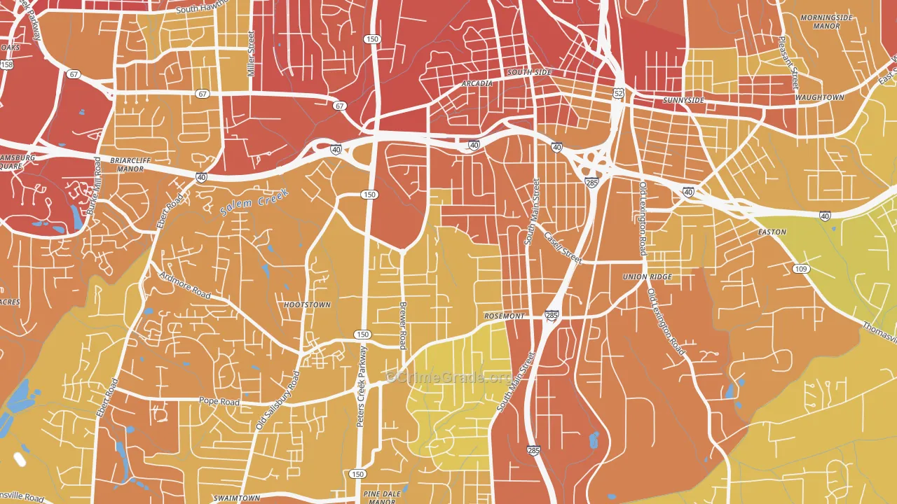 Konnoak, Winston-Salem, NC Map of Vehicle Theft Rates