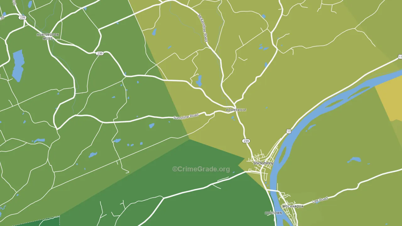 Koonsville, PA Map of Vehicle Theft Rates