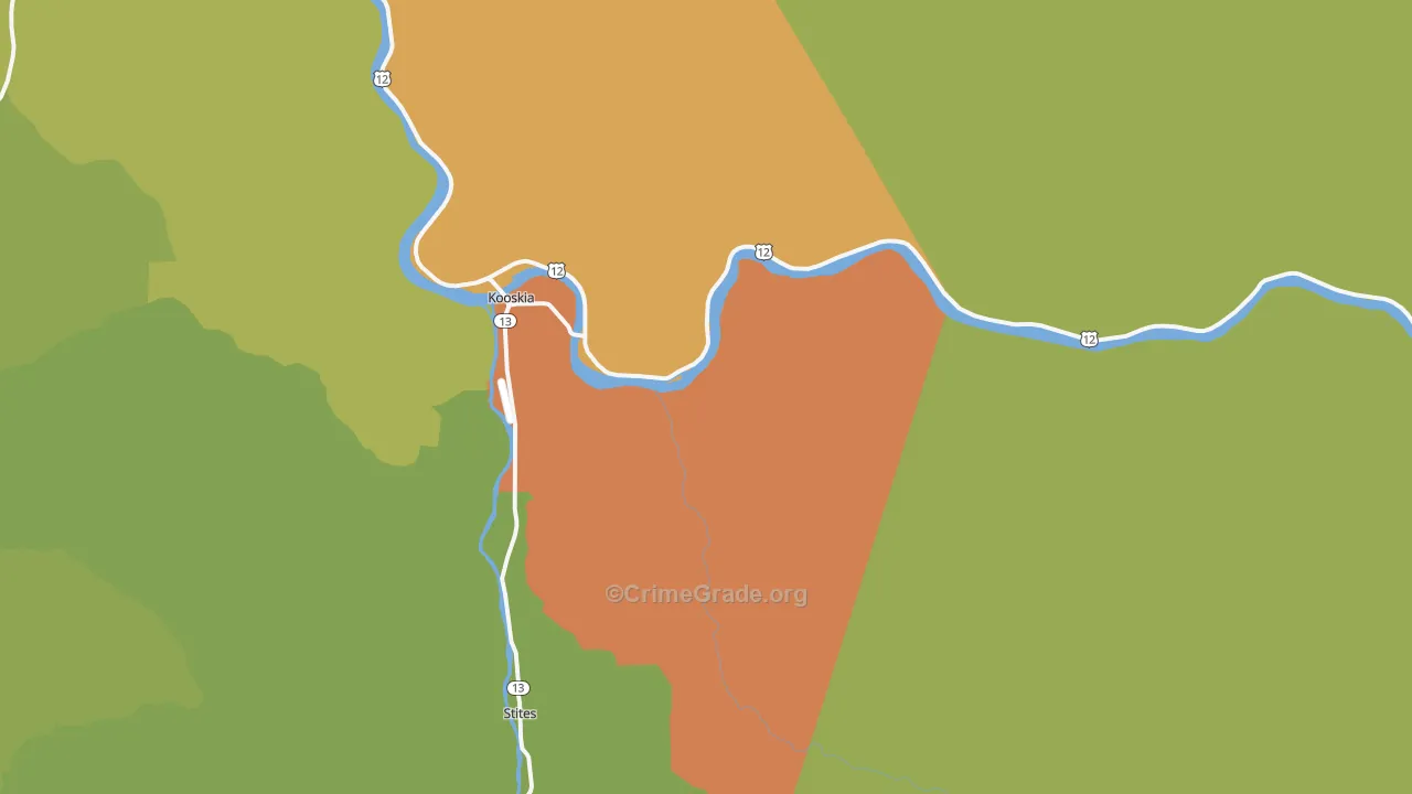 Kooskia, ID Map of Vehicle Theft Rates
