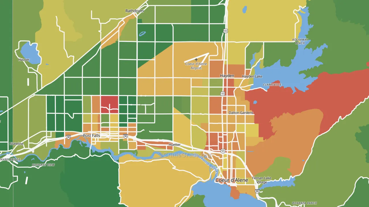 Kootenai County, ID Map of Vehicle Theft Rates