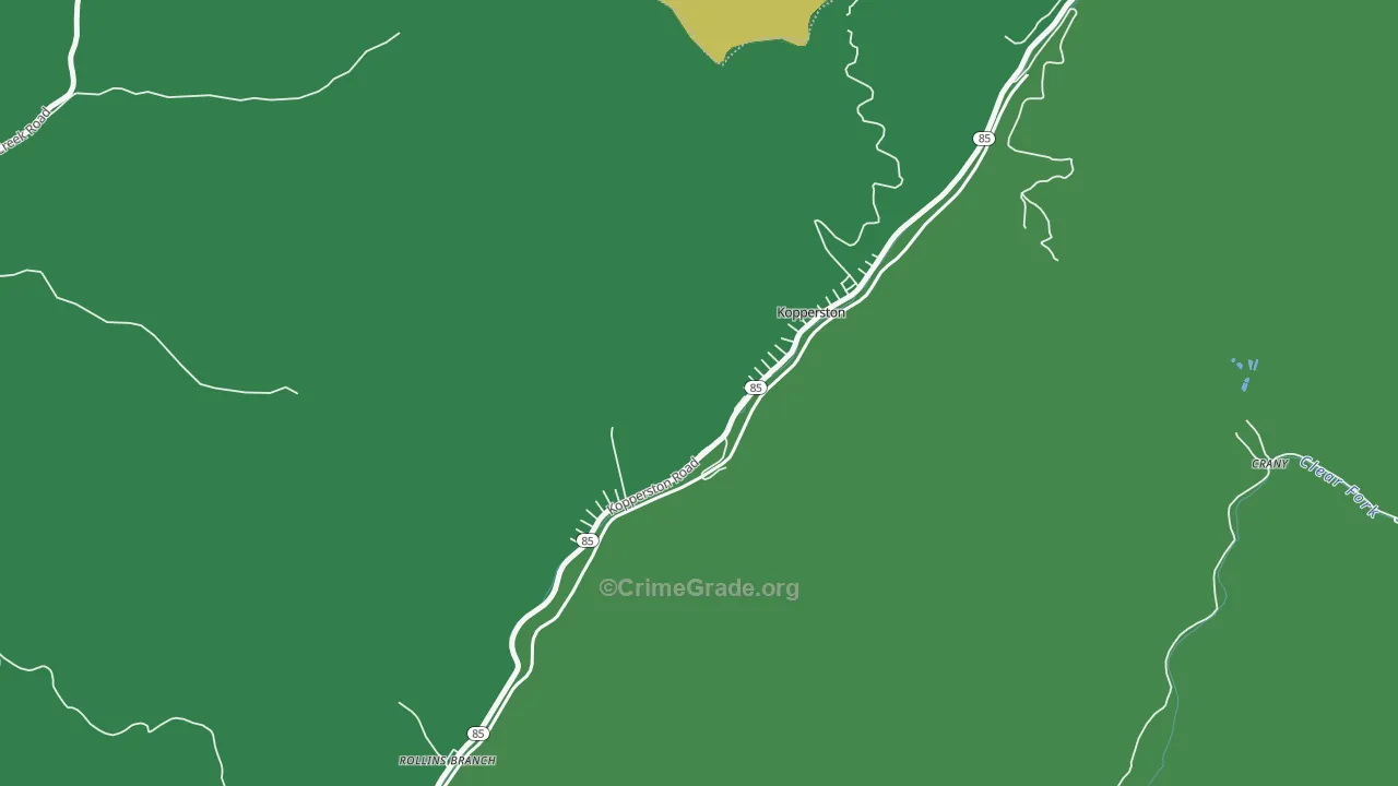 Kopperston, WV Map of Vehicle Theft Rates
