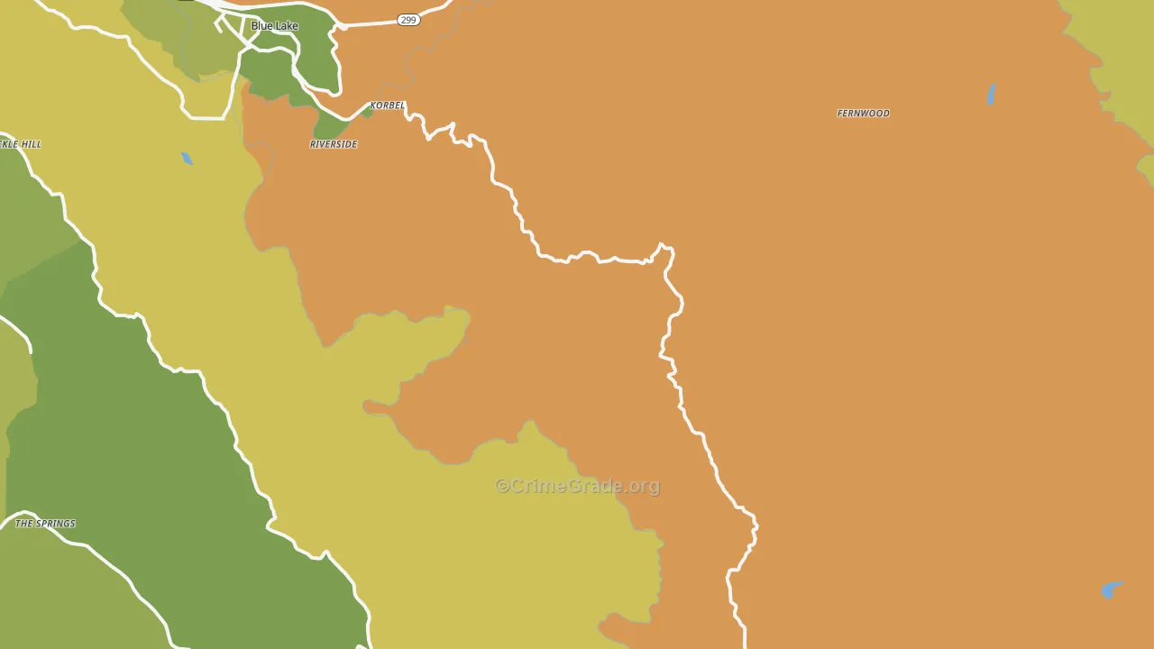 Korbel, CA Map of Vehicle Theft Rates