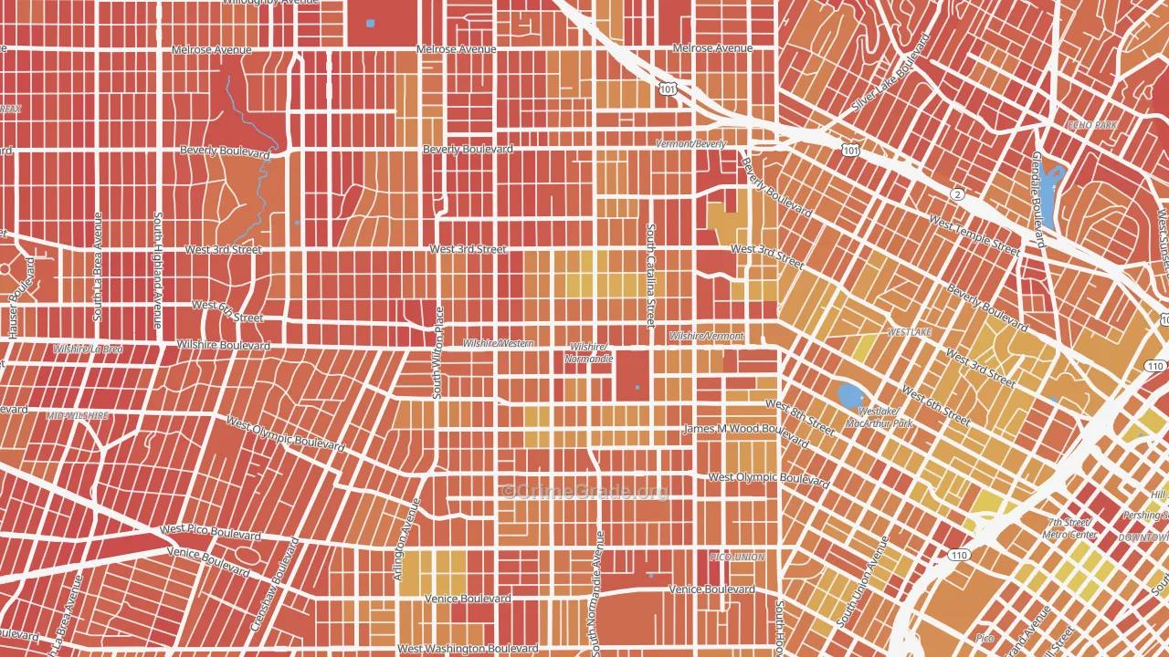 Koreatown, Los Angeles, CA Map of Vehicle Theft Rates