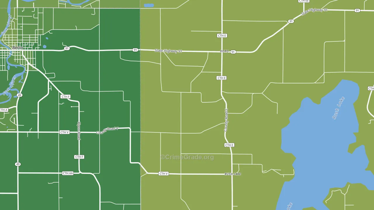 Koro, WI Map of Vehicle Theft Rates