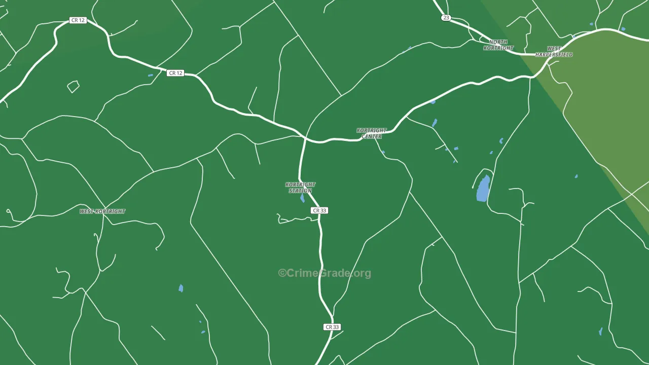 Kortright Center, NY Map of Vehicle Theft Rates