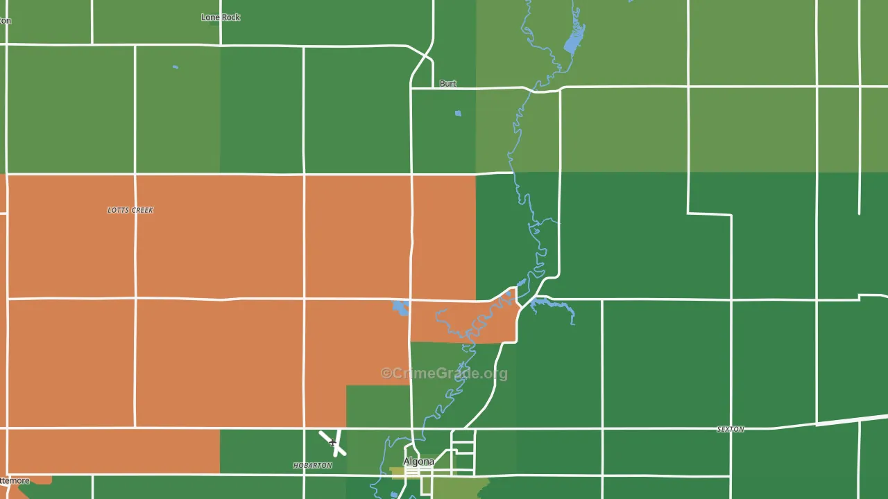 Kossuth County, IA Map of Vehicle Theft Rates