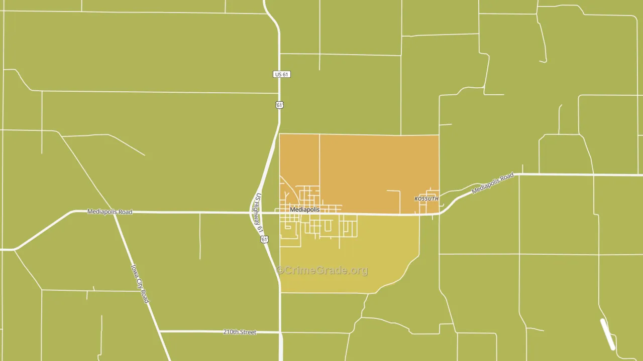 Kossuth, IA Map of Vehicle Theft Rates