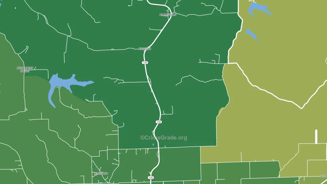 Kossuth, IN Map of Vehicle Theft Rates