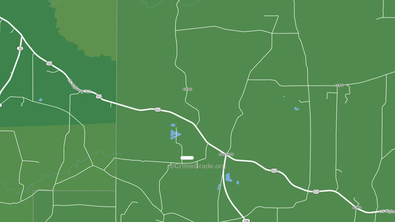 Kossuth, PA Map of Vehicle Theft Rates