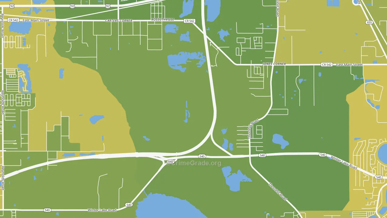 Kossuthville, FL Map of Vehicle Theft Rates