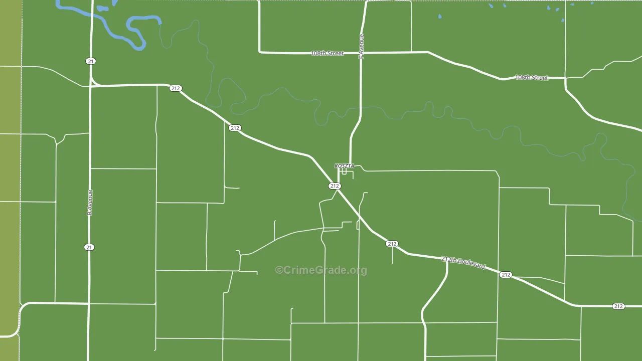Koszta, IA Map of Vehicle Theft Rates