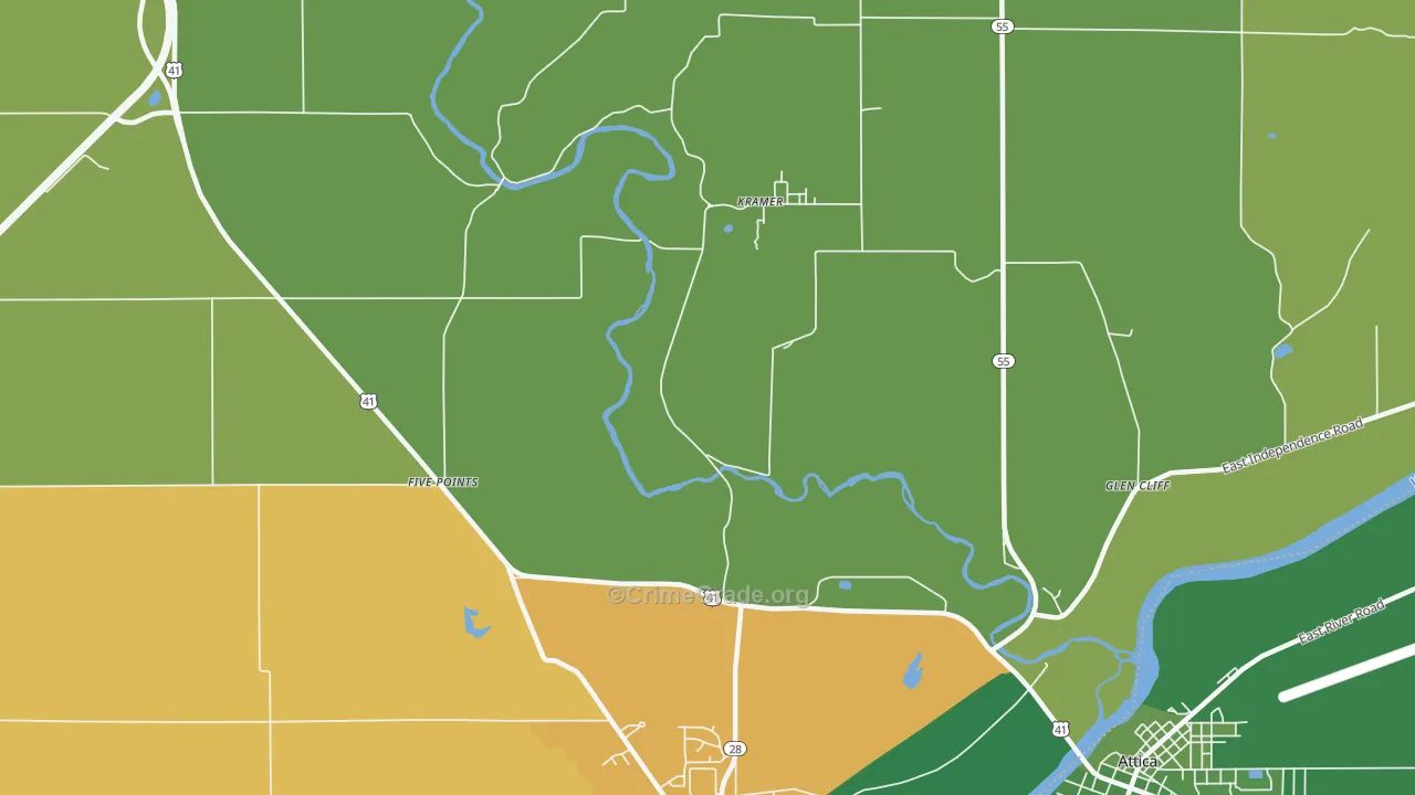 Kramer, IN Map of Vehicle Theft Rates