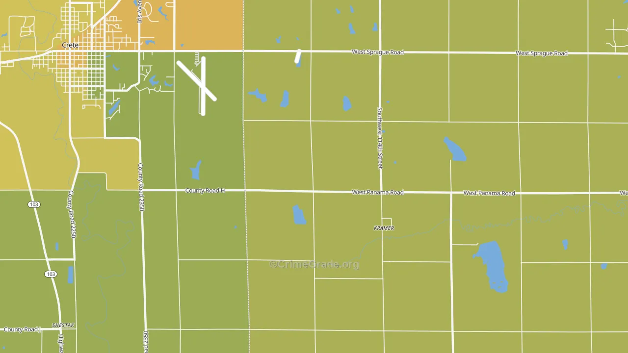 Kramer, NE Map of Vehicle Theft Rates