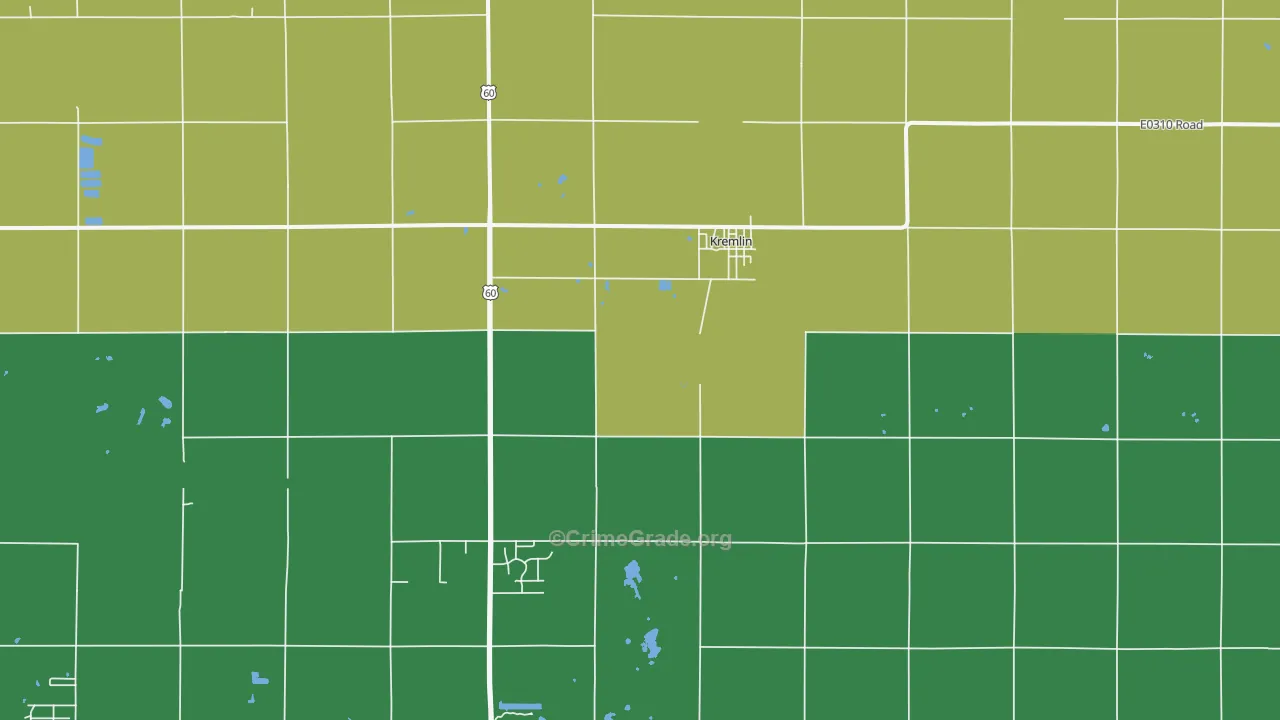Kremlin, OK Map of Vehicle Theft Rates