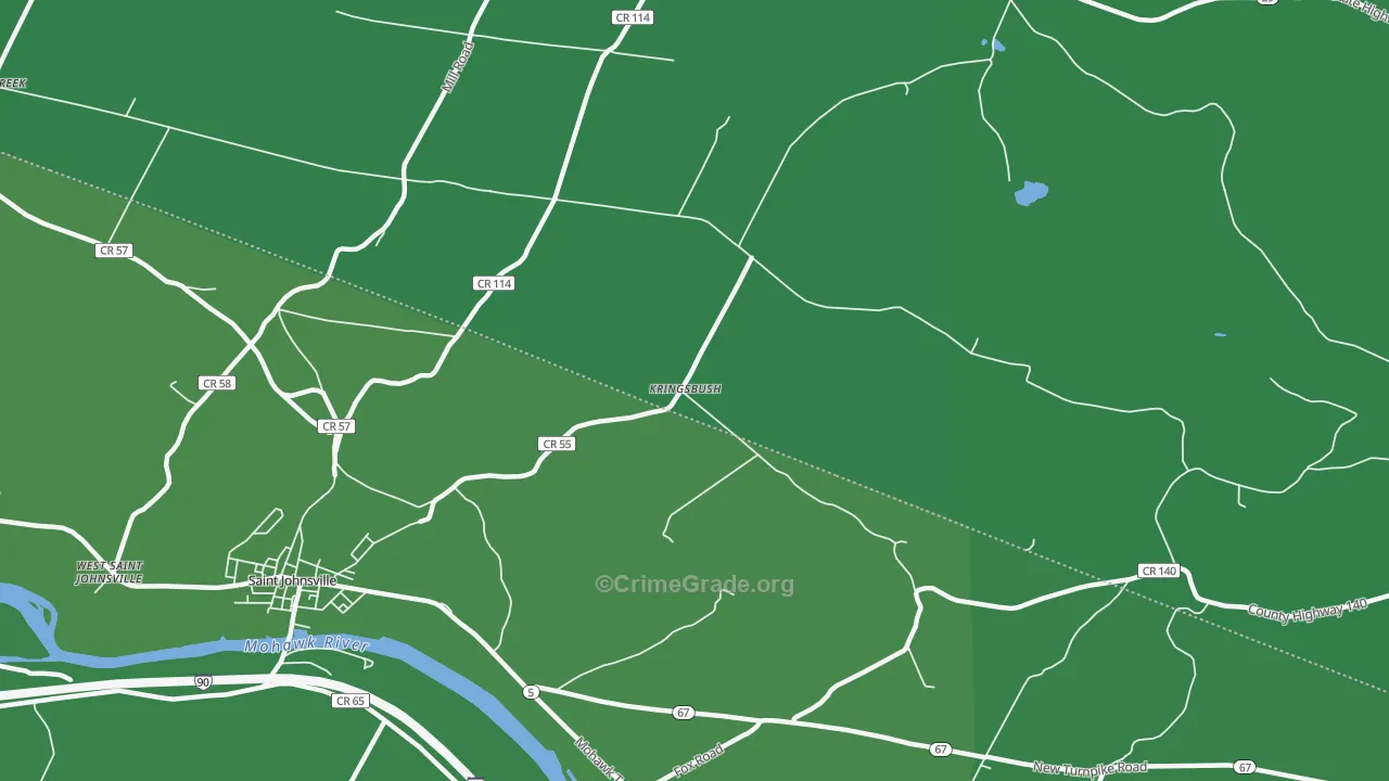 Kringsbush, NY Map of Vehicle Theft Rates