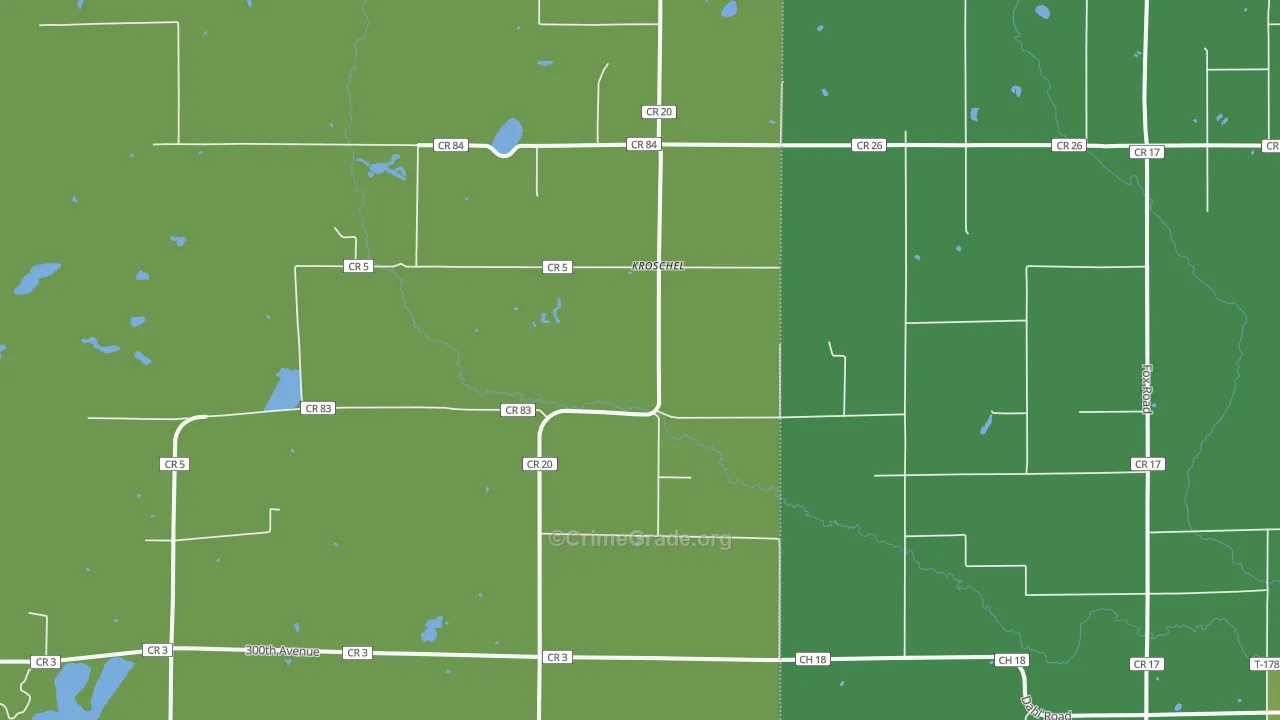 Kroschel, MN Map of Vehicle Theft Rates