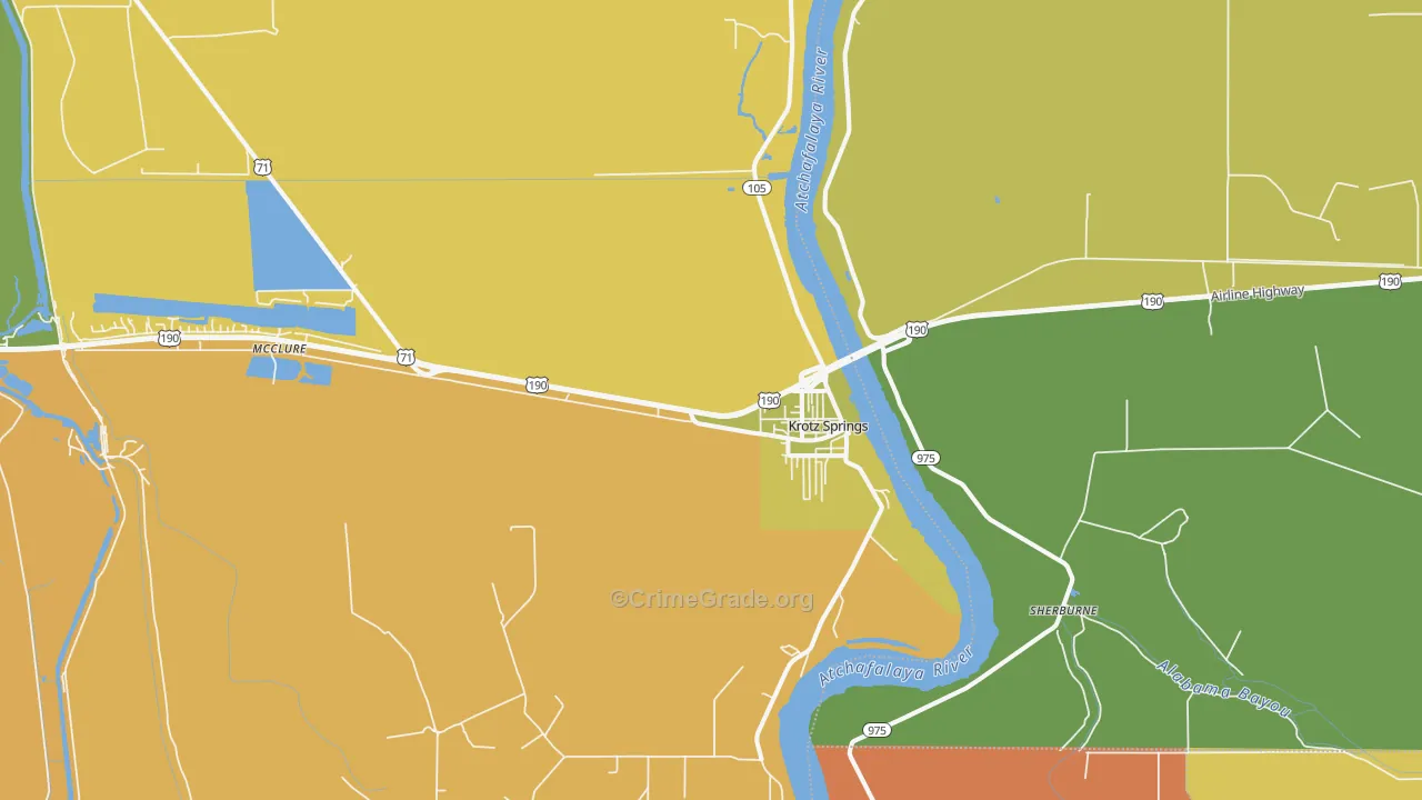 Krotz Springs, LA Map of Vehicle Theft Rates