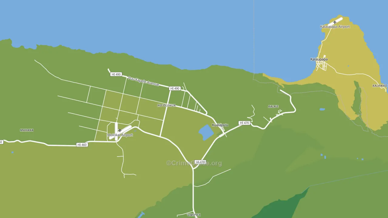Kualapuu, HI Map of Vehicle Theft Rates