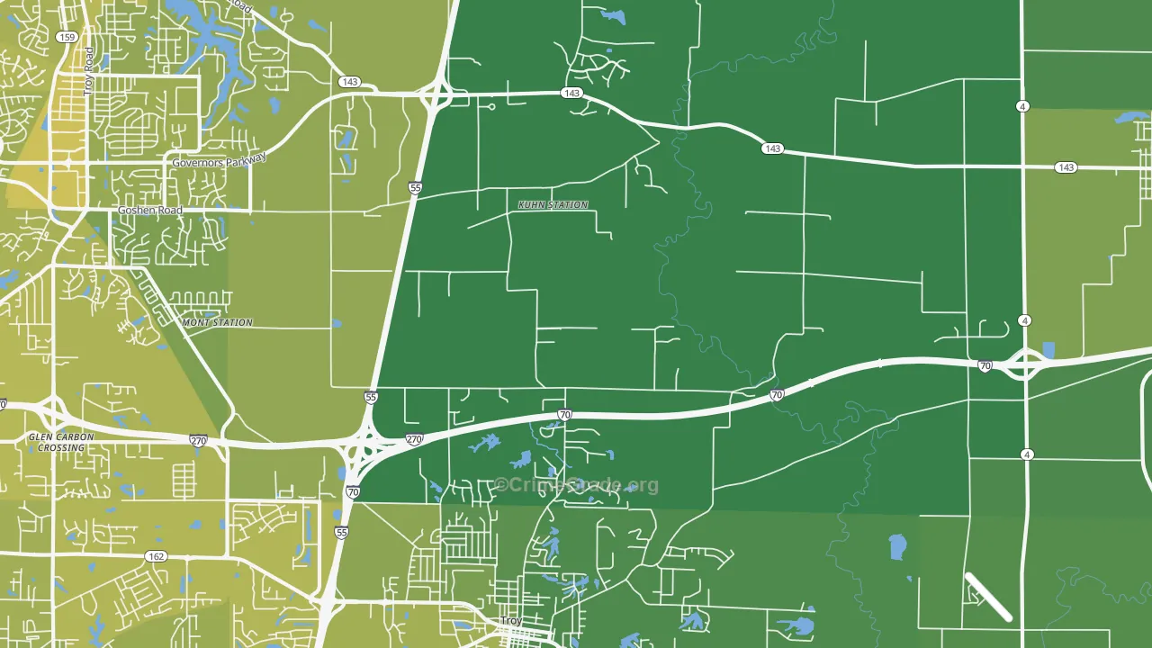Kuhn Station, IL Map of Vehicle Theft Rates