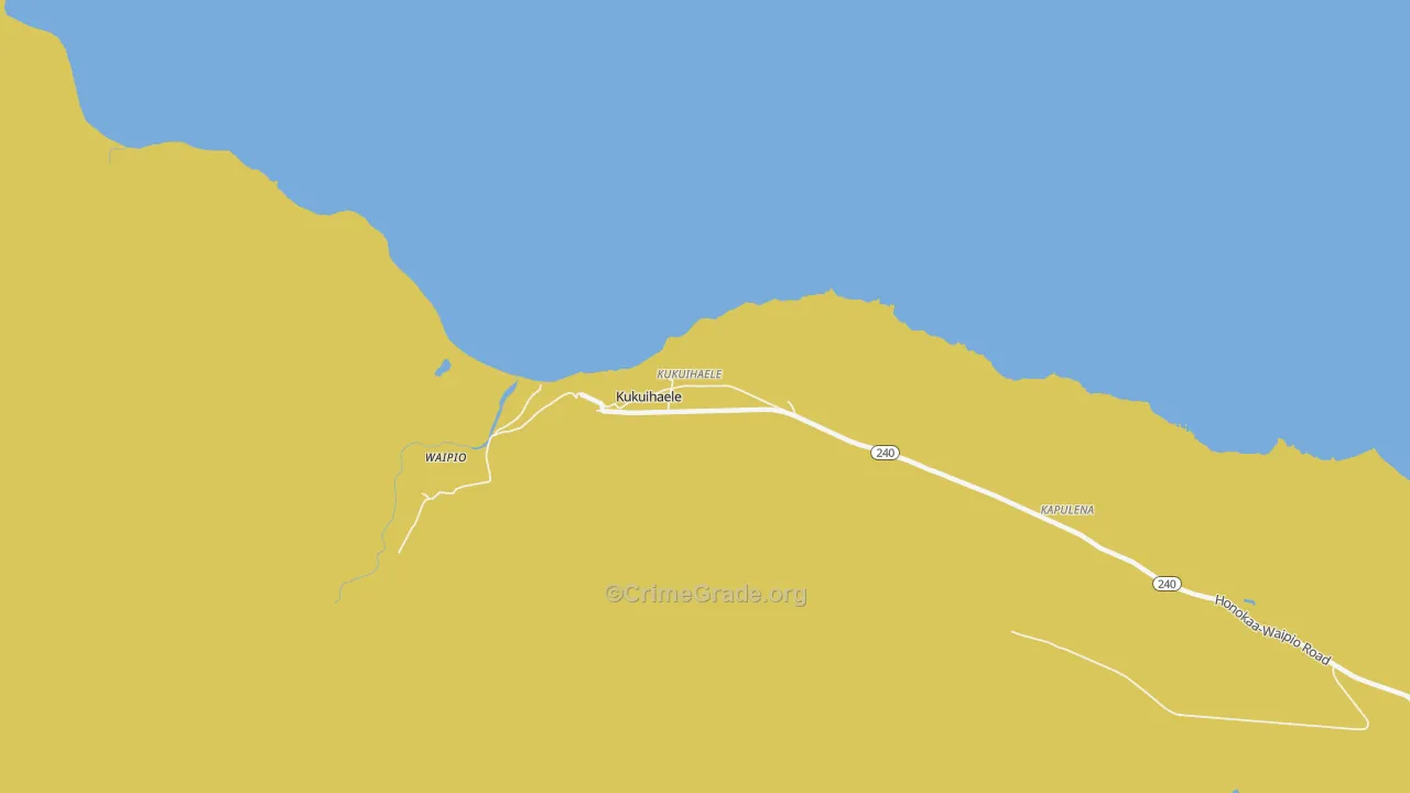 Kukuihaele, HI Map of Vehicle Theft Rates
