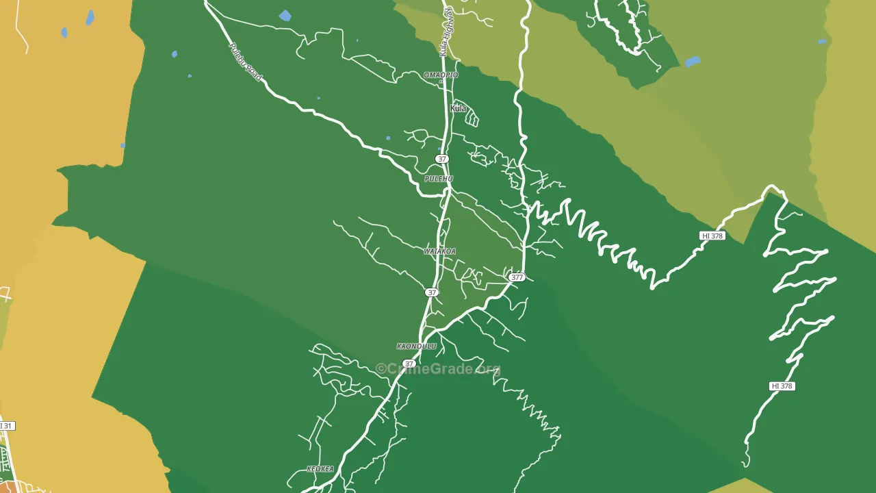 Kula, HI Map of Vehicle Theft Rates