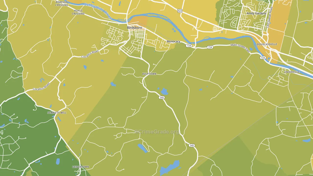 Kulptown, PA Map of Vehicle Theft Rates