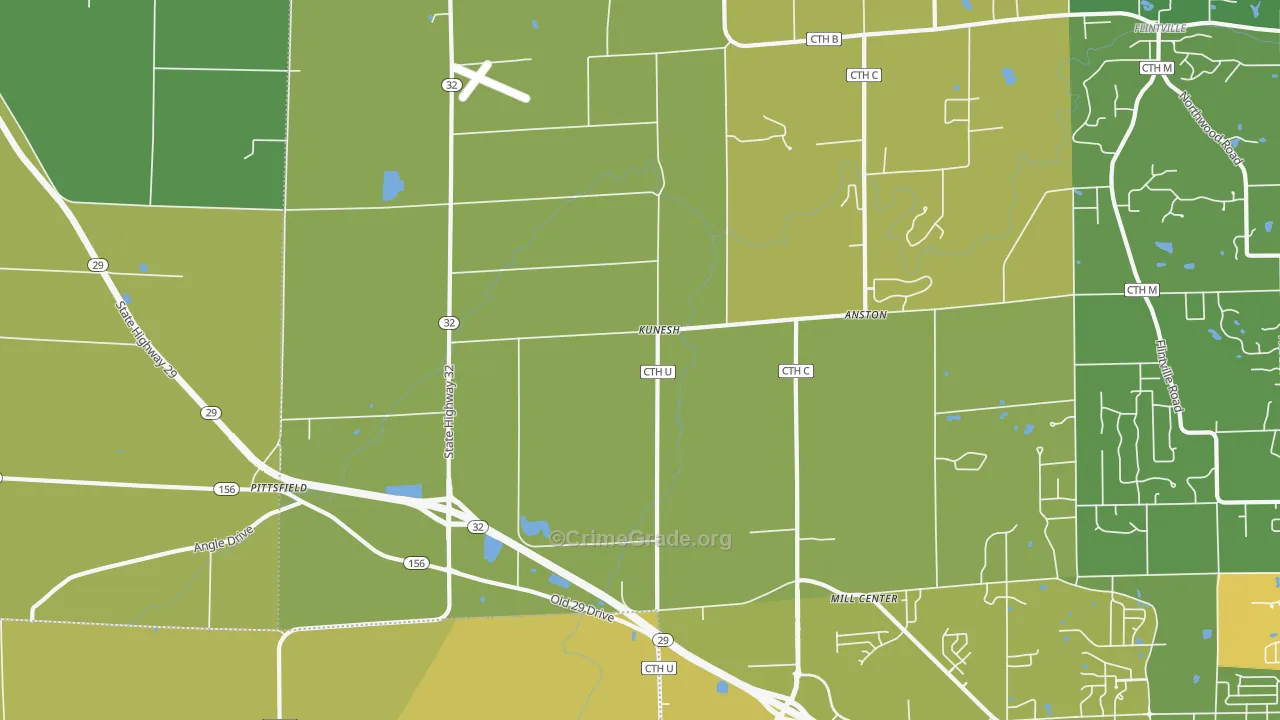 Kunesh, WI Map of Vehicle Theft Rates