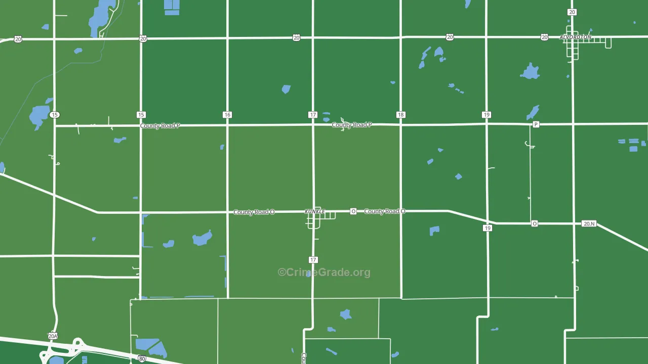 Kunkle, OH Map of Vehicle Theft Rates