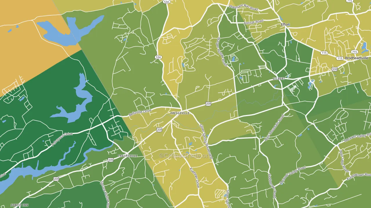 Kunkletown, PA Map of Vehicle Theft Rates