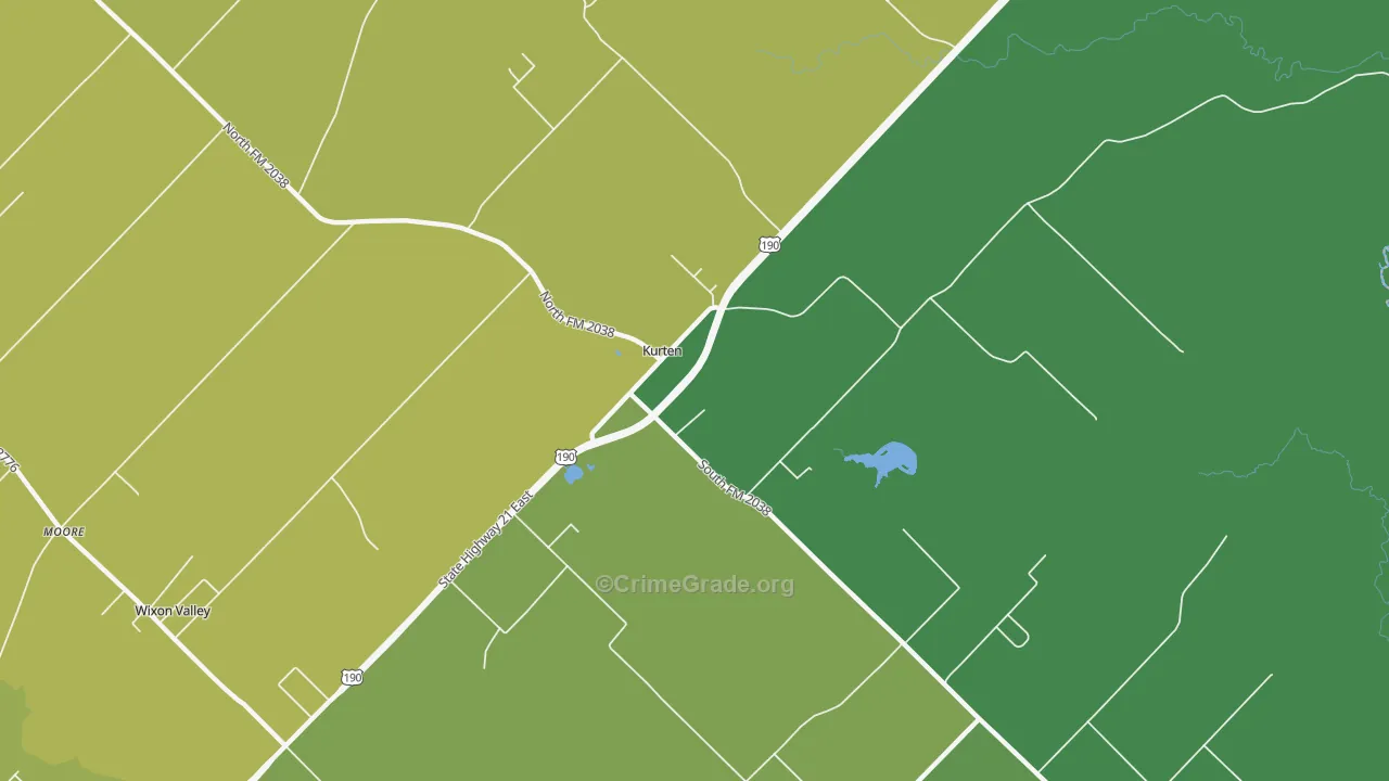 Kurten, TX Map of Vehicle Theft Rates