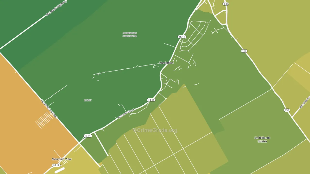 Kurtistown, HI Map of Vehicle Theft Rates