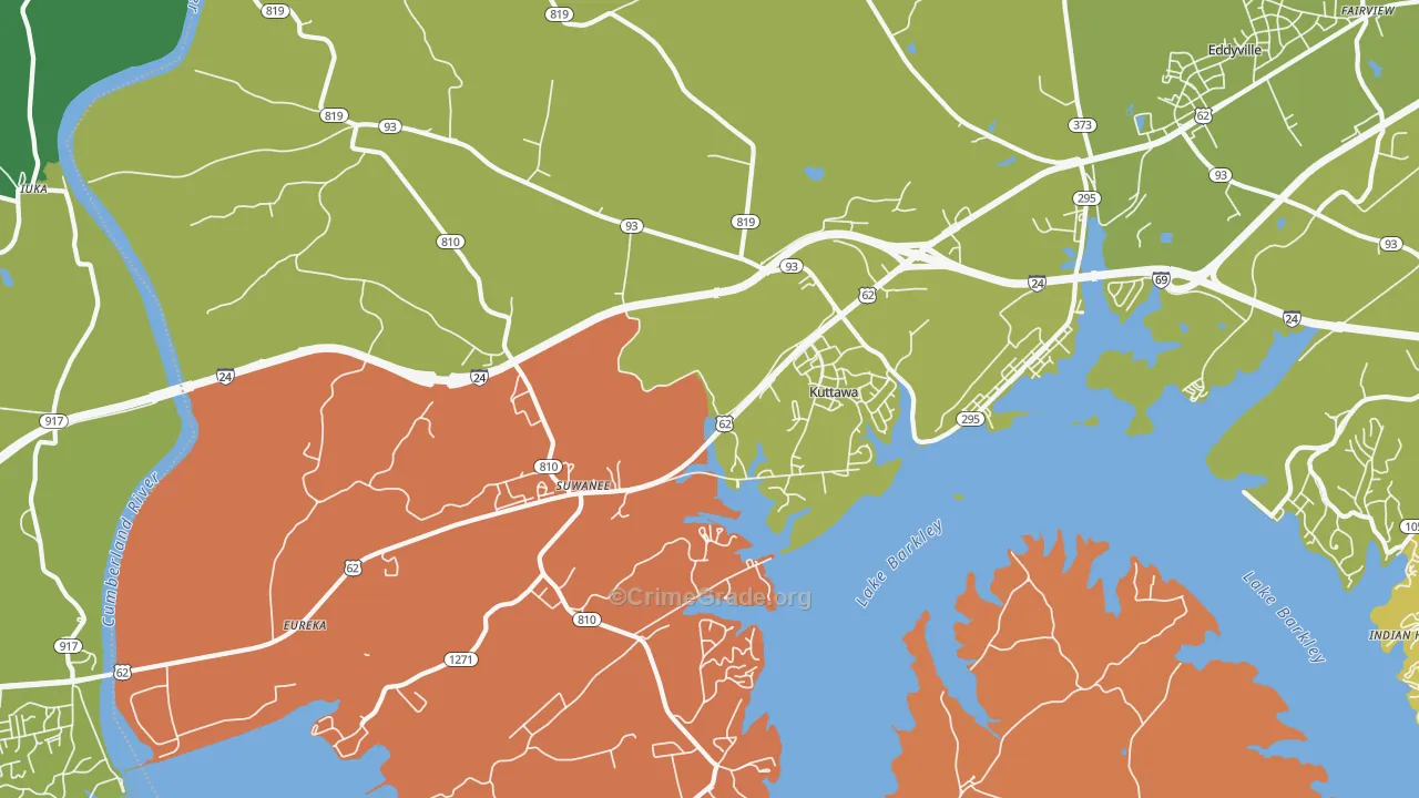 Kuttawa, KY Map of Vehicle Theft Rates