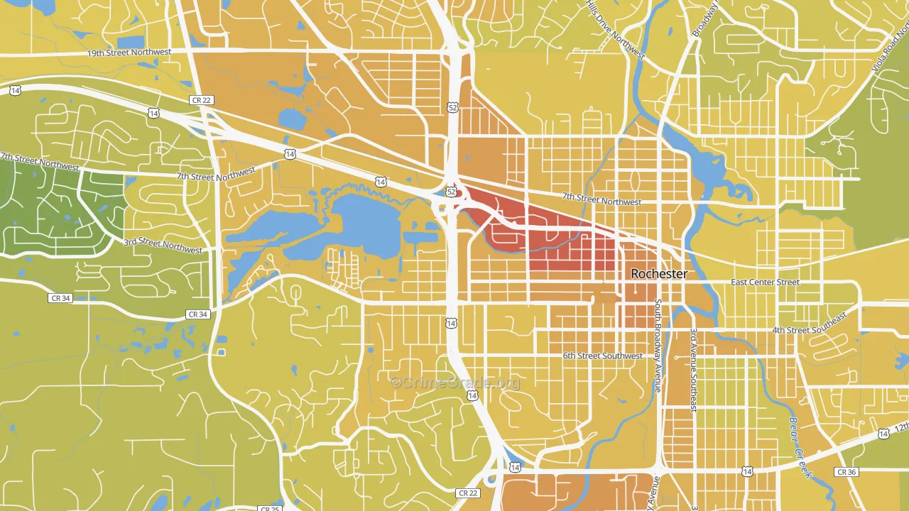 Kutzky Park, Rochester, MN Map of Vehicle Theft Rates