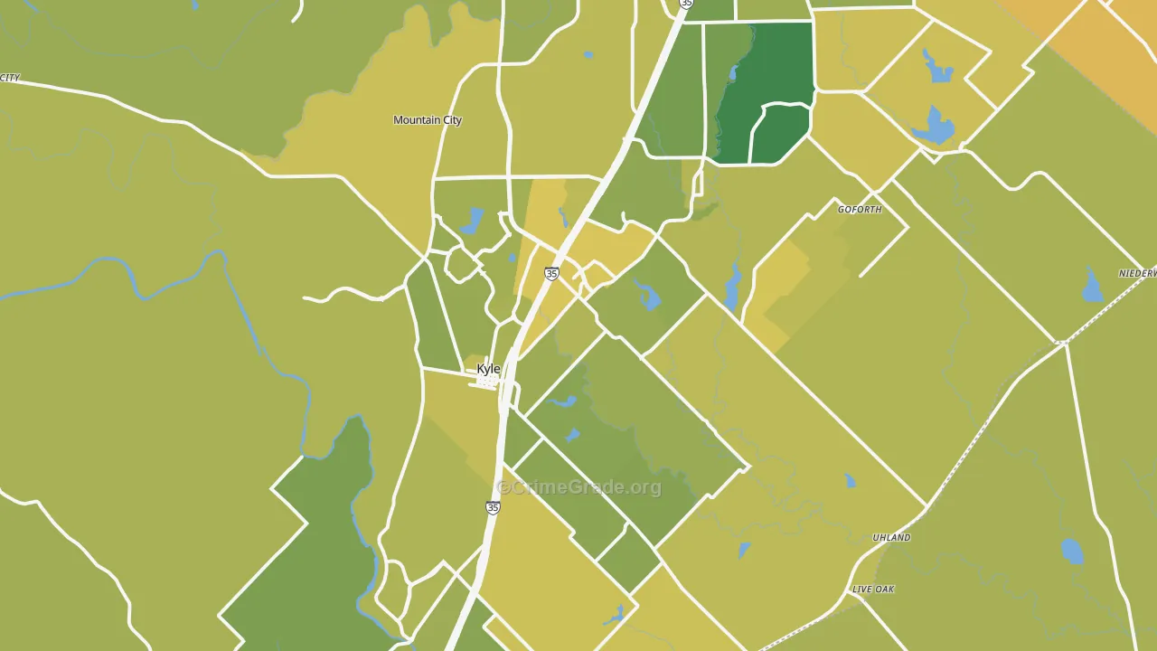 Kyle, TX Map of Vehicle Theft Rates