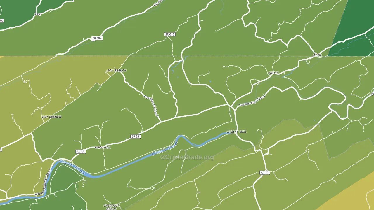 Kyles Ford, TN Map of Vehicle Theft Rates