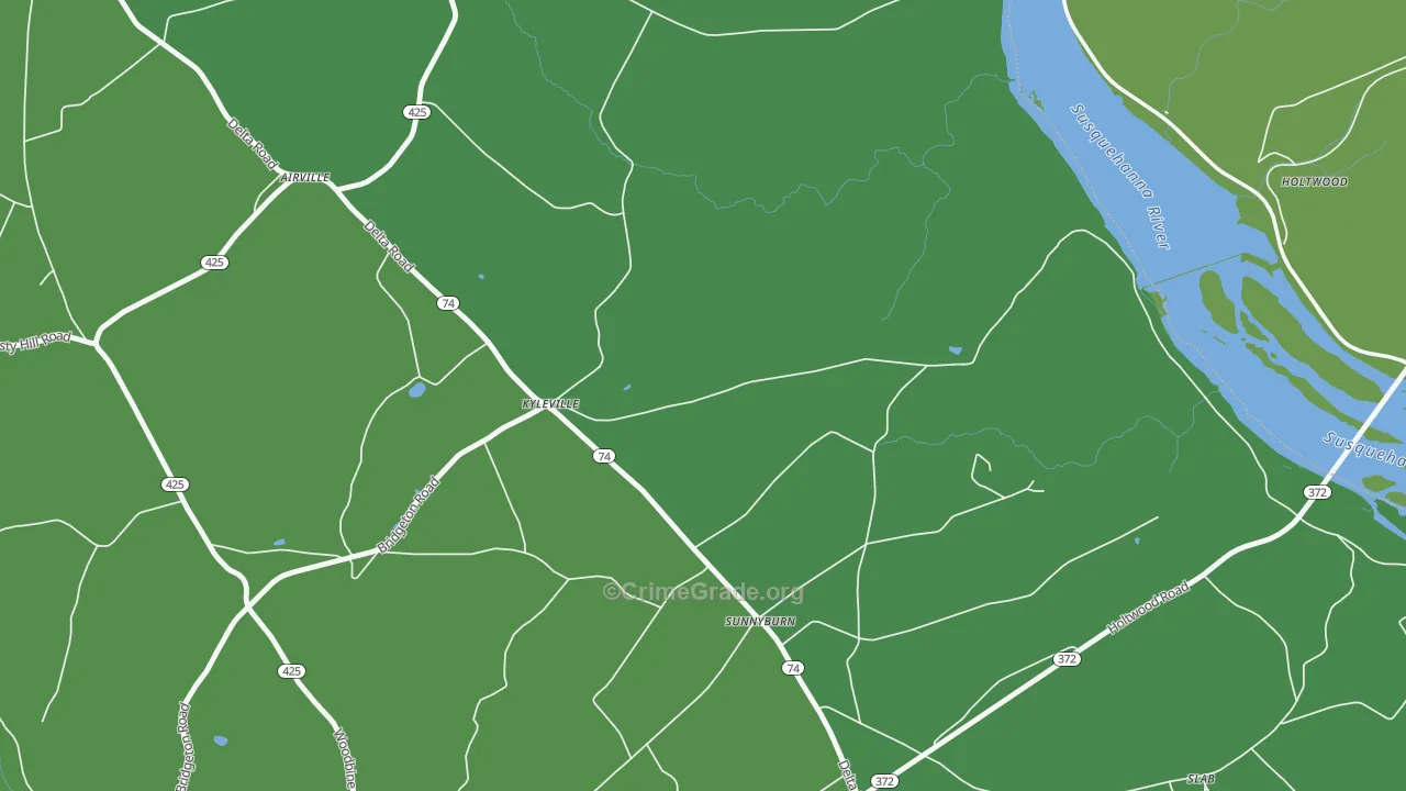 Kyleville, PA Map of Vehicle Theft Rates
