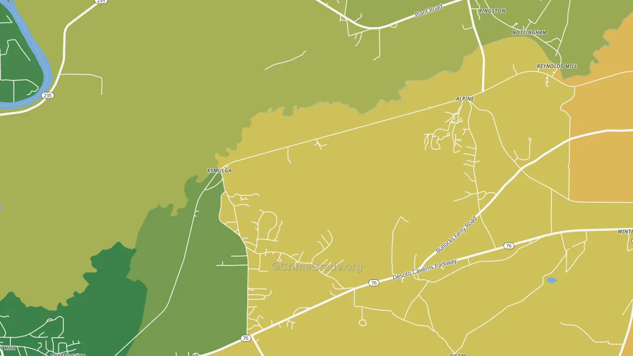 Kymulga, AL Map of Vehicle Theft Rates