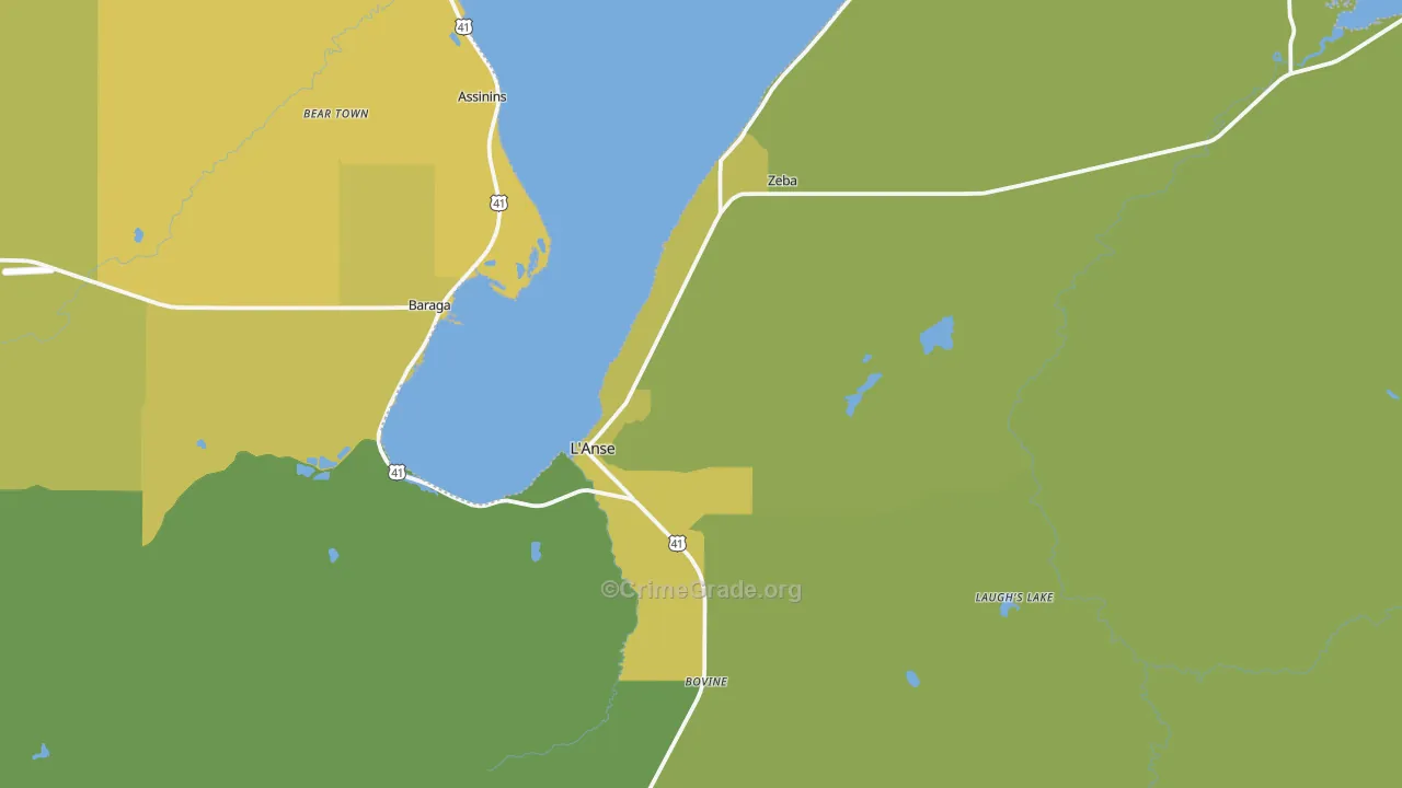 L'Anse, MI Map of Vehicle Theft Rates