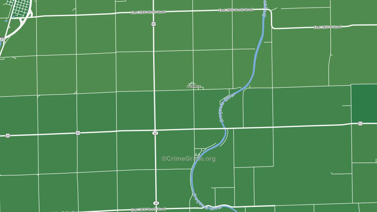 L'Erable, IL Map of Vehicle Theft Rates