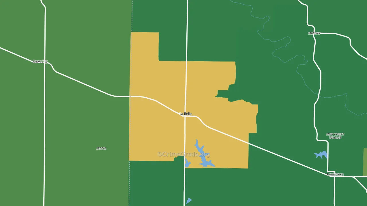 La Belle, MO Map of Vehicle Theft Rates