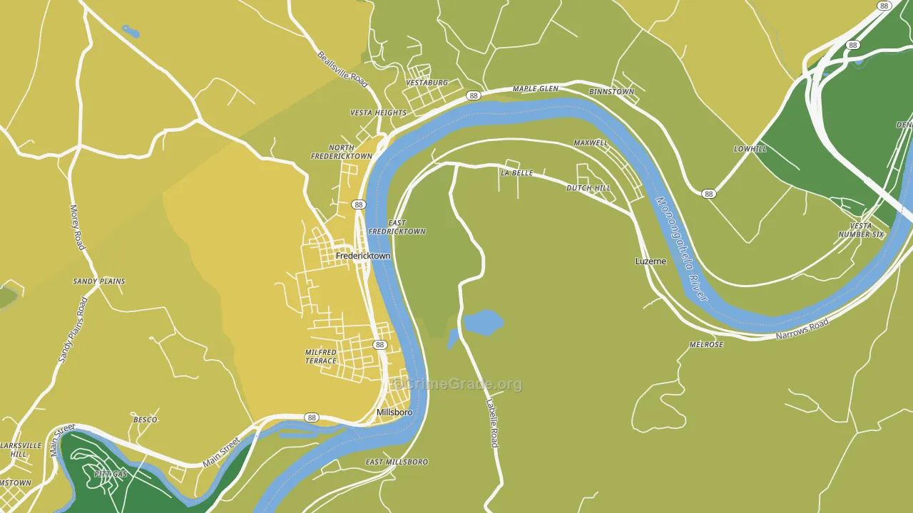 La Belle, PA Map of Vehicle Theft Rates