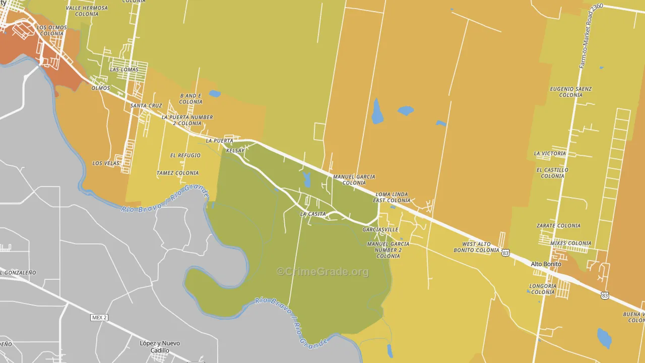 La Casita, TX Map of Vehicle Theft Rates
