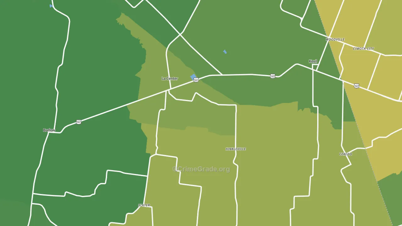La Center, KY Map of Vehicle Theft Rates