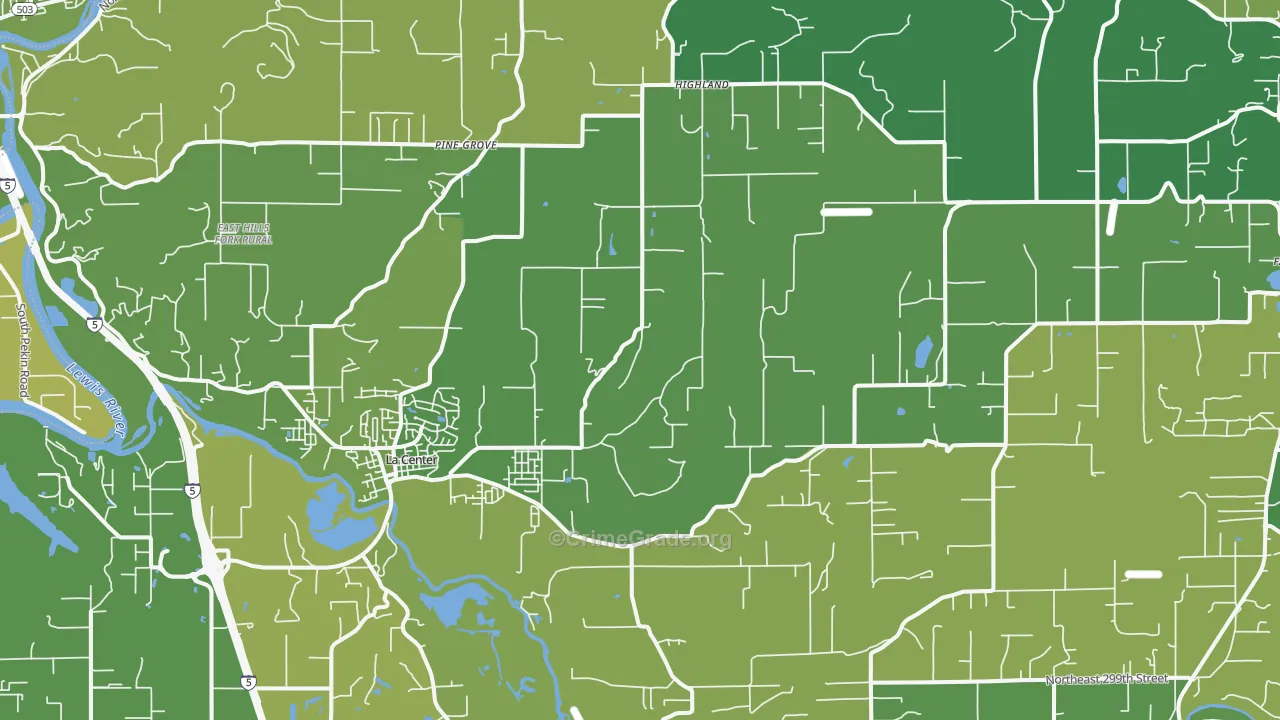 La Center, WA Map of Vehicle Theft Rates