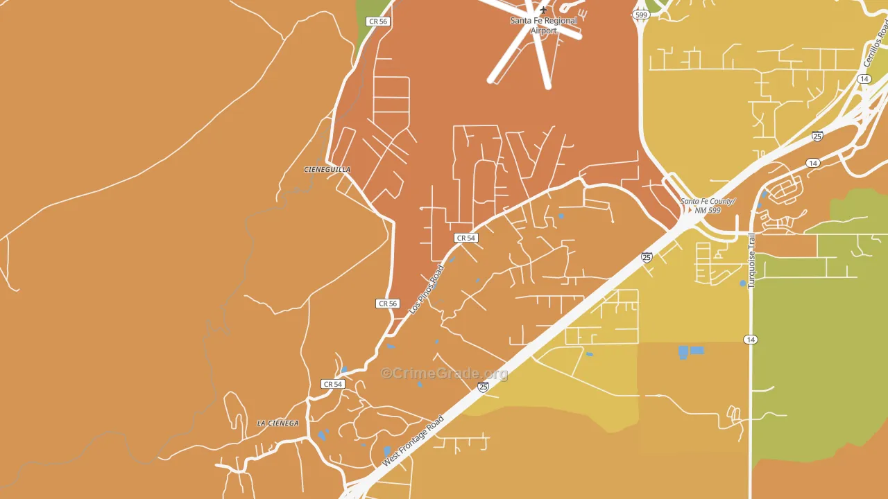 La Cienega, NM Map of Vehicle Theft Rates