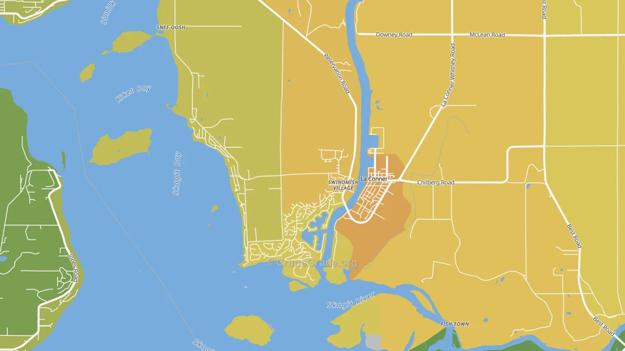 La Conner, WA Map of Vehicle Theft Rates