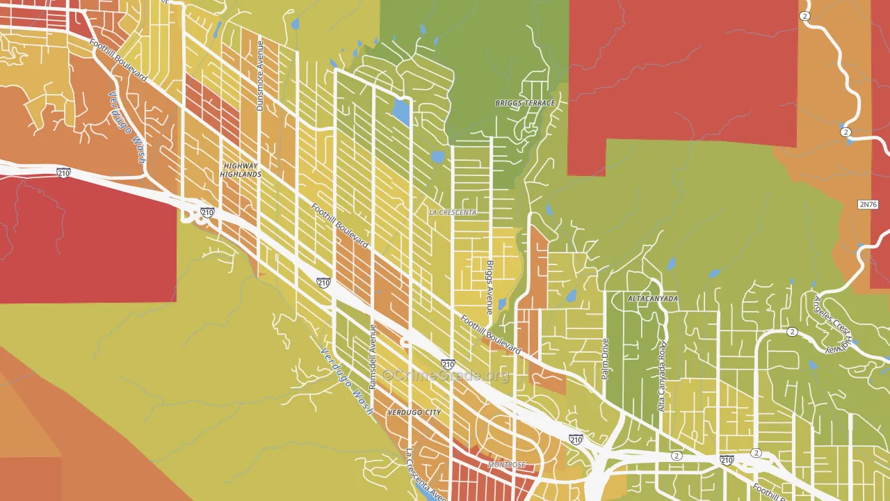 La Crescenta-Montrose, CA Map of Vehicle Theft Rates
