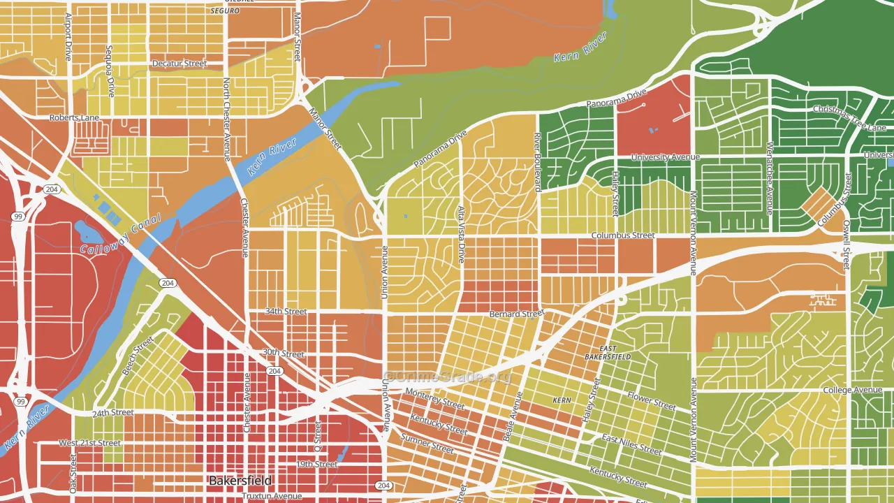 La Cresta-Alta Vista, Bakersfield, CA Map of Vehicle Theft Rates